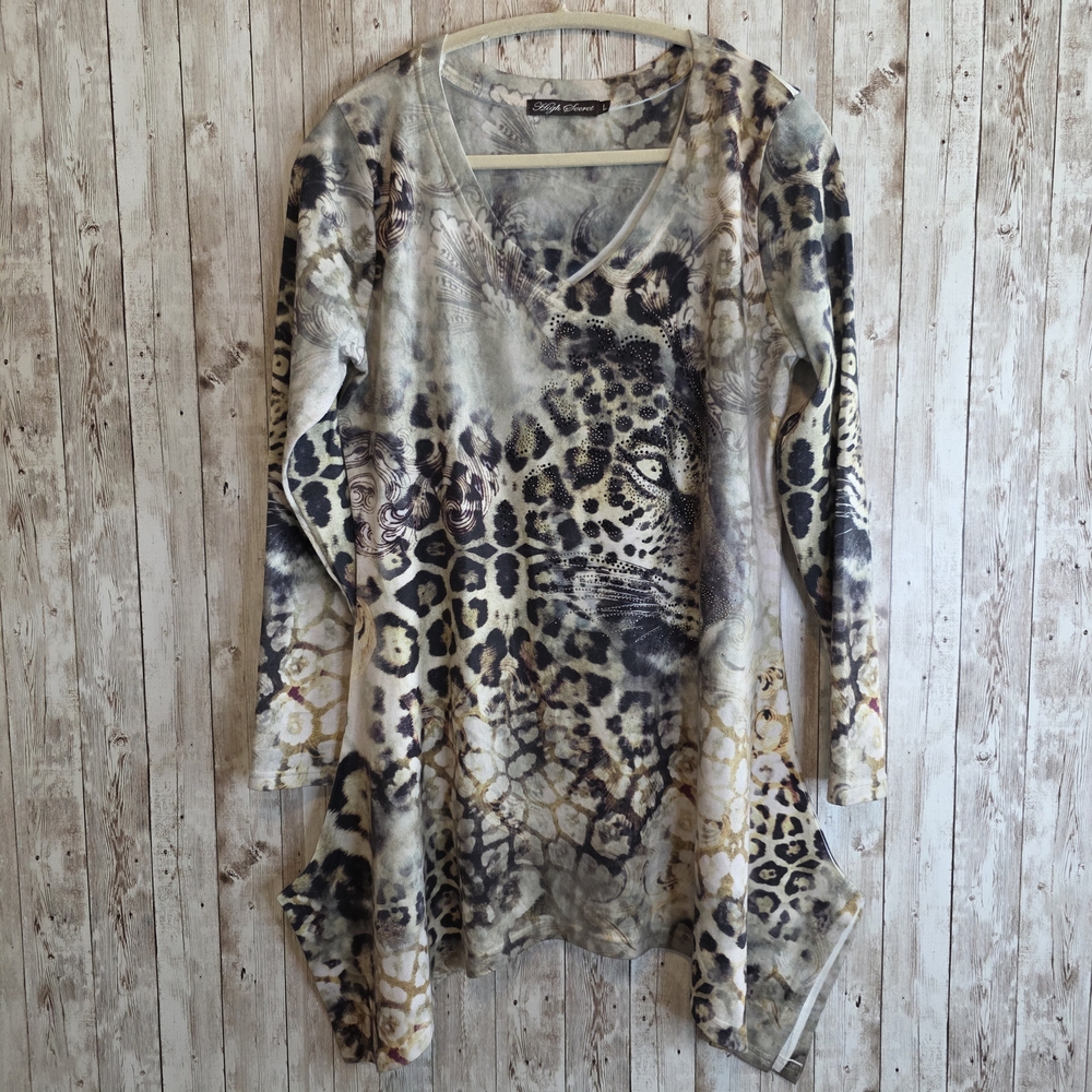 Animal Print Long Sleeve Tunic